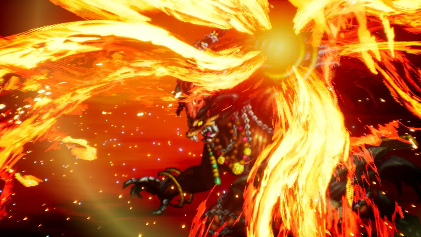Ifrit surrounded by sweeping flames in an official promotional game image